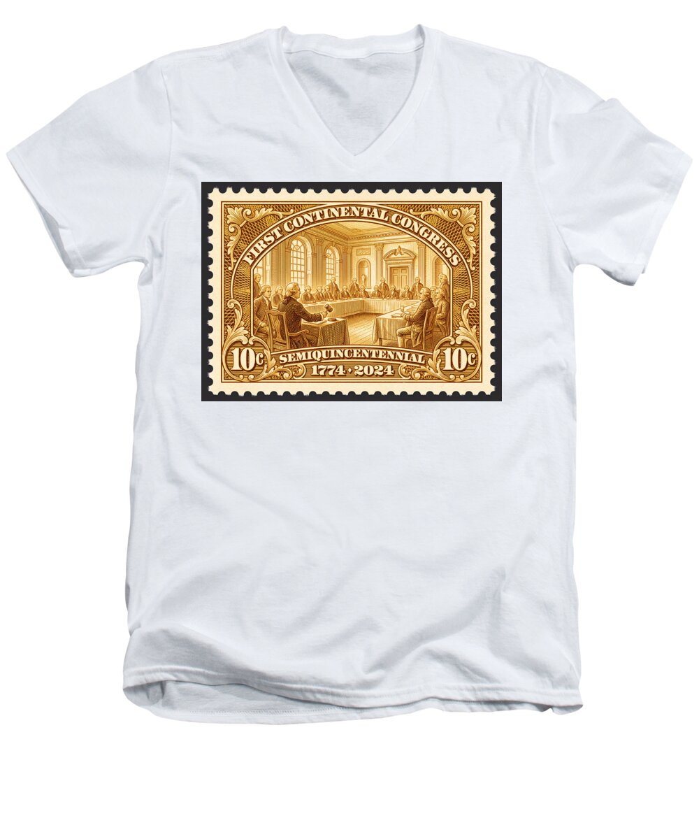First Continental Congress 10c 1 - Men's V-Neck T-Shirt