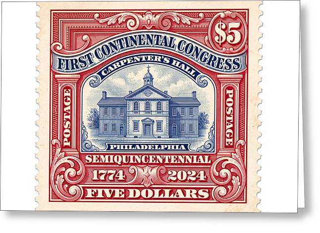 First Continental Congress $5 2 1 - Greeting Card