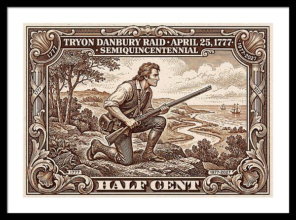 Tryon Danbury Raid 1/2c 2 - Framed Print