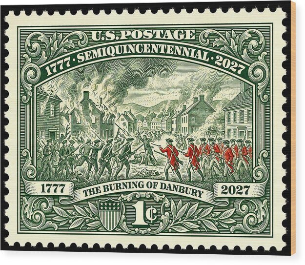 Burning of Danbury 1c - Wood Print