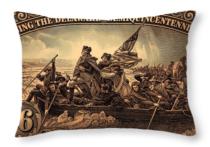 Crossing the Delaware $76 bronze - Throw Pillow