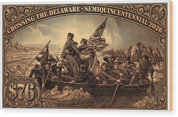 Crossing the Delaware $76 bronze - Wood Print