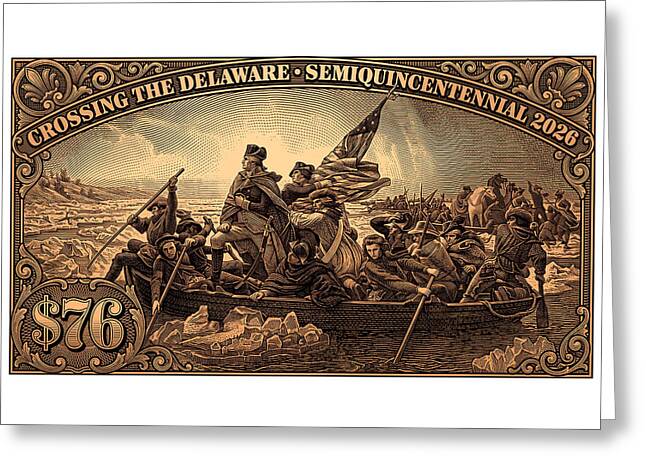 Crossing the Delaware $76 bronze - Greeting Card