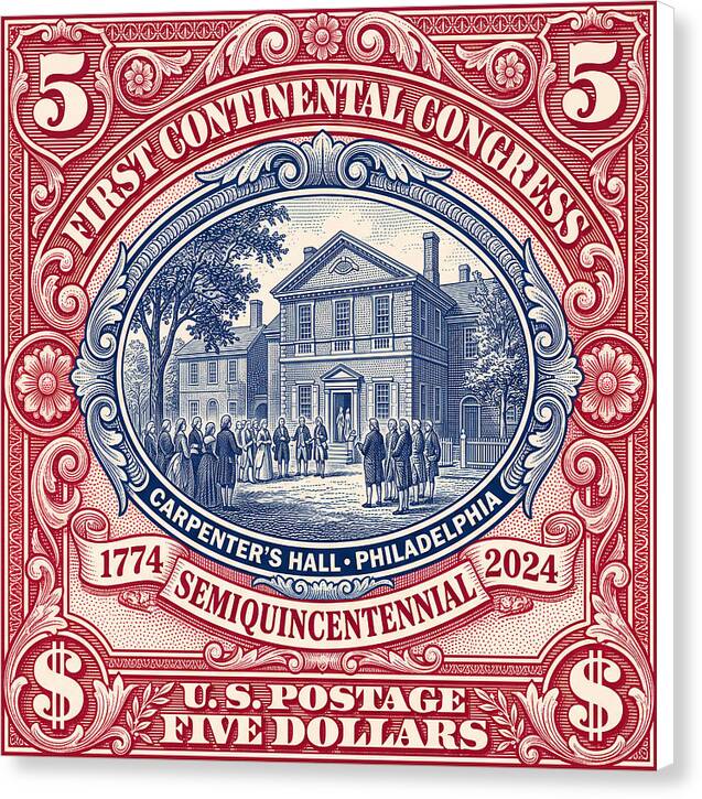 First Continental Congress $5 2 - Canvas Print