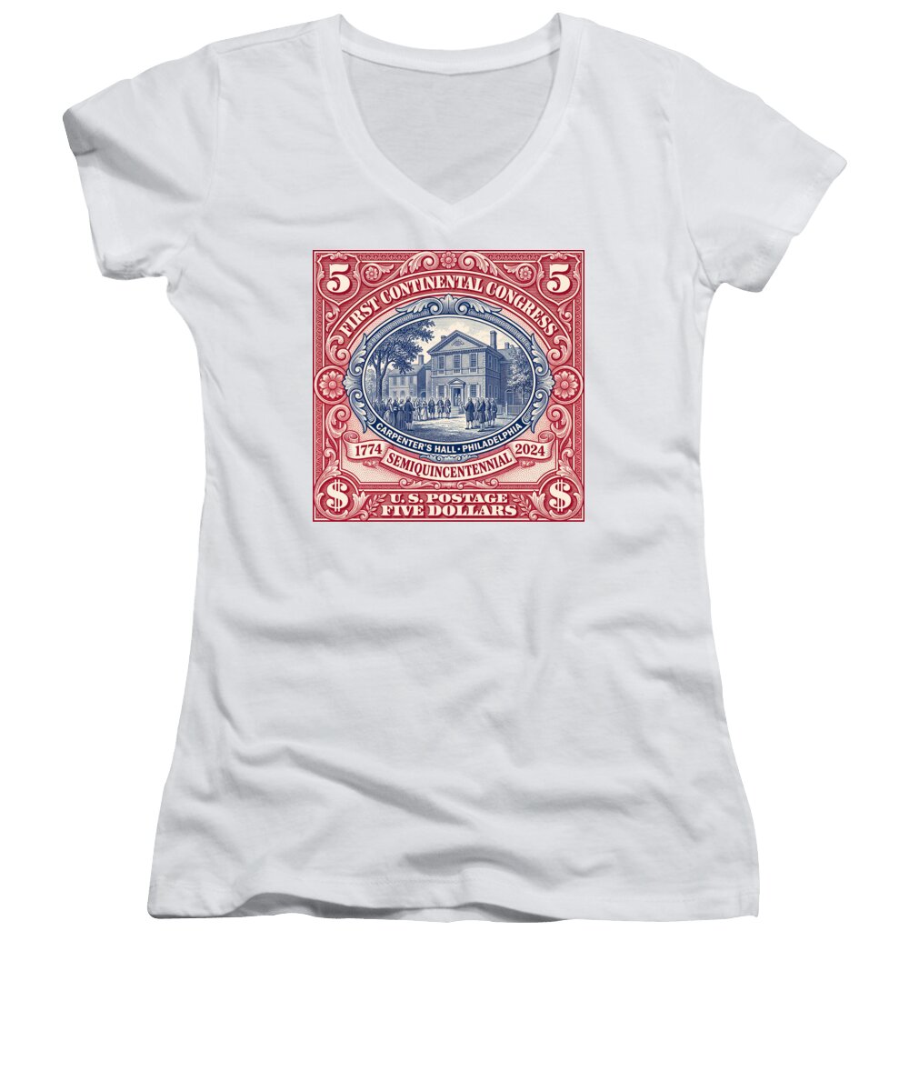 First Continental Congress $5 2 - Women's V-Neck