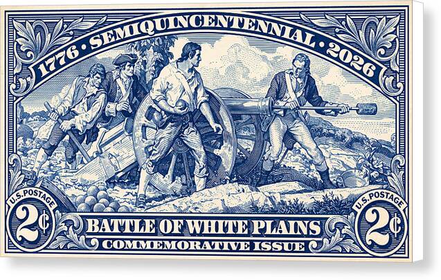 White Plains 2c blue - Canvas Print