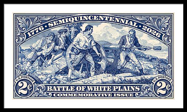 White Plains 2c blue - Framed Print
