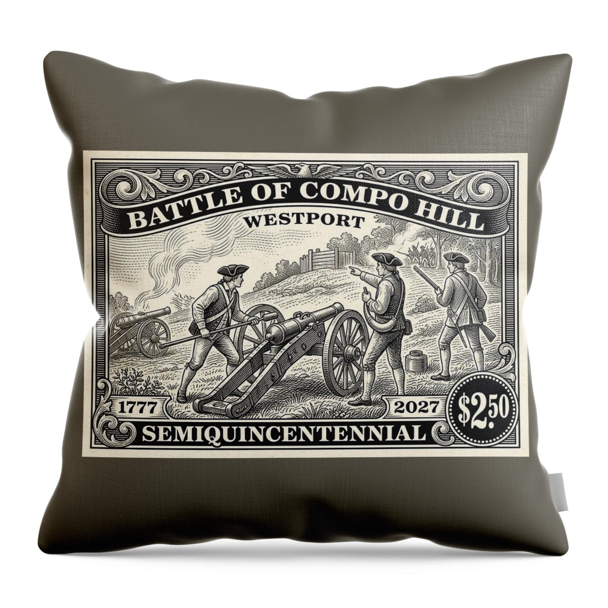 Battle of Compo Hill $2.50 2 - Throw Pillow