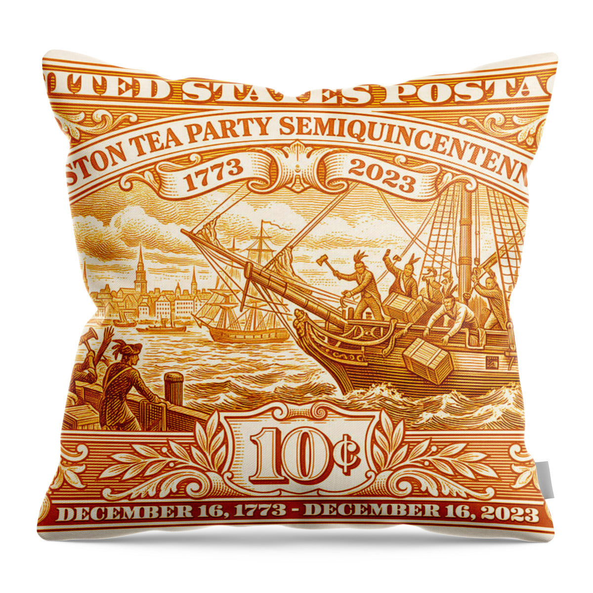 Boston Tea Party 10c 1 - Throw Pillow
