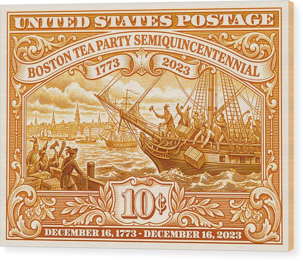 Boston Tea Party 10c 1 - Wood Print