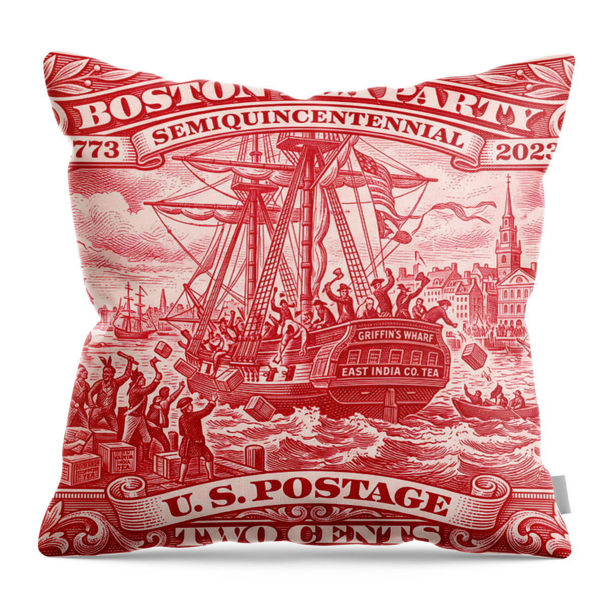 Boston Tea Party 2c 1 - Throw Pillow
