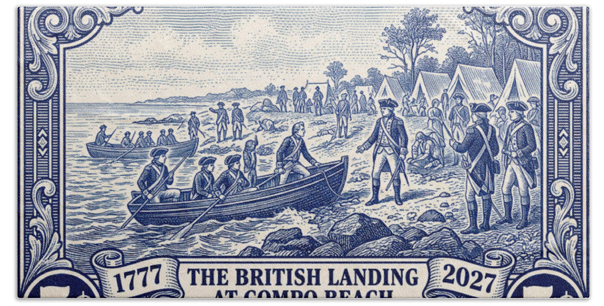 British Landing at Compo 5c 1 - Bath Towel
