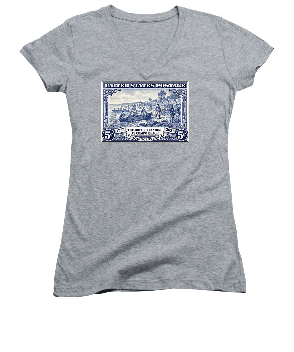 British Landing at Compo 5c 1 - Women's V-Neck