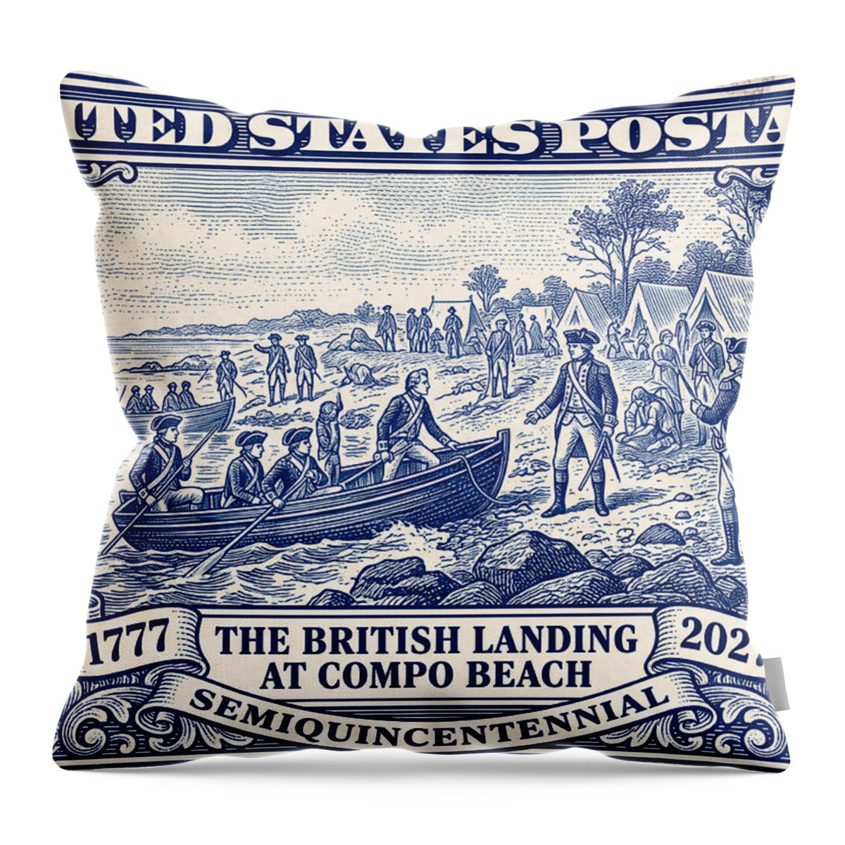 British Landing at Compo 5c 1 - Throw Pillow
