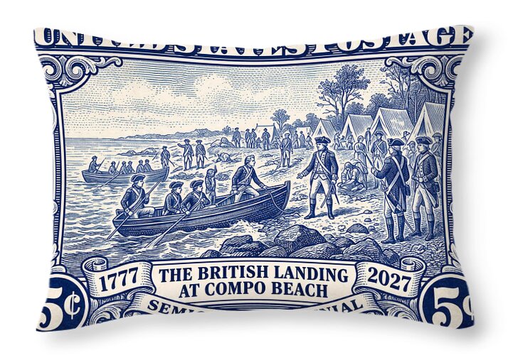 British Landing at Compo 5c 1 - Throw Pillow