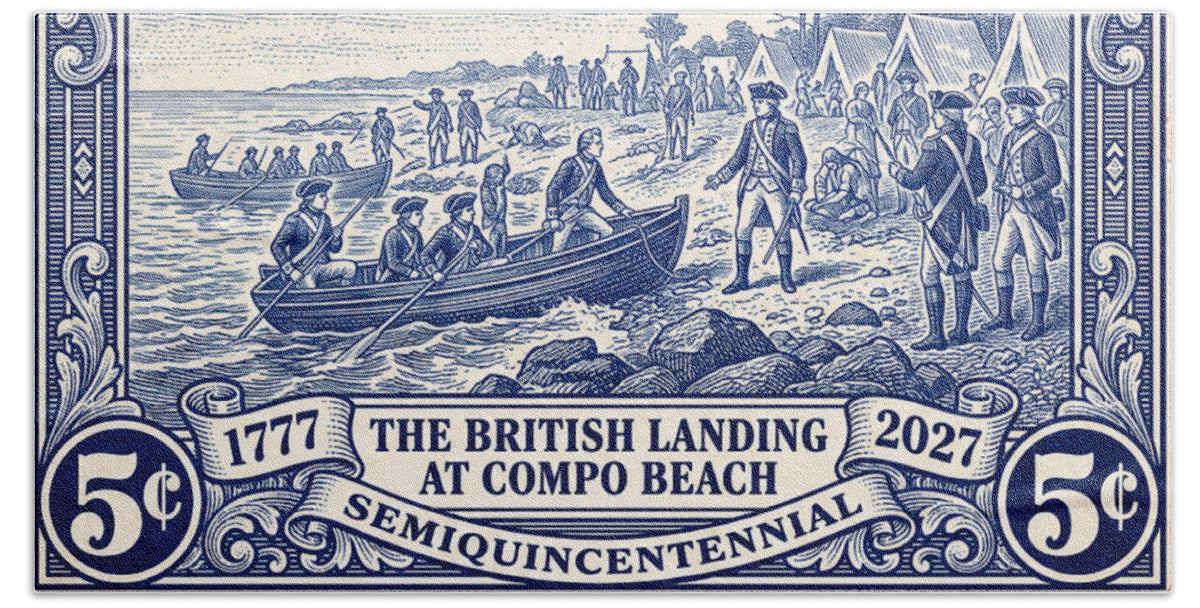 British Landing at Compo 5c 1 - Beach Towel