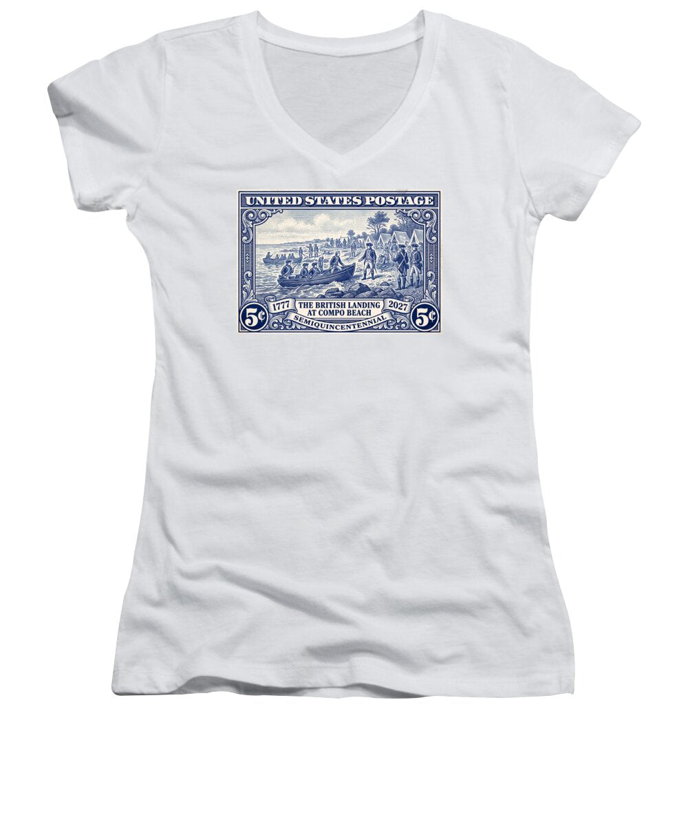 British Landing at Compo 5c 1 - Women's V-Neck