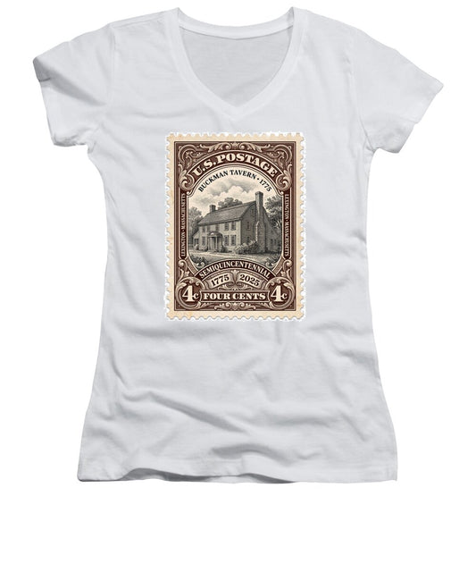 Buckman Tavern 4c 1 - Women's V-Neck
