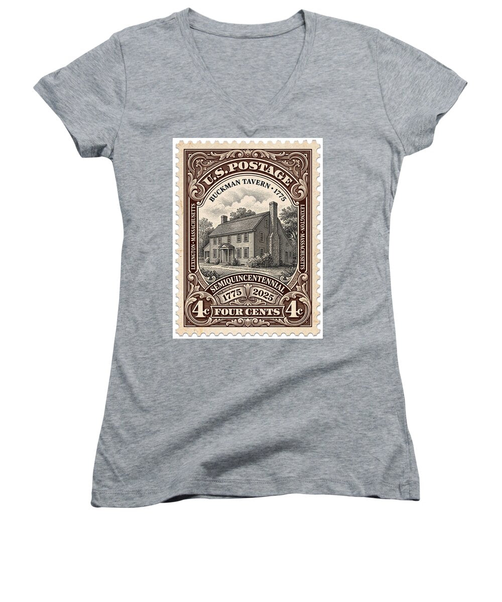 Buckman Tavern 4c 1 - Women's V-Neck