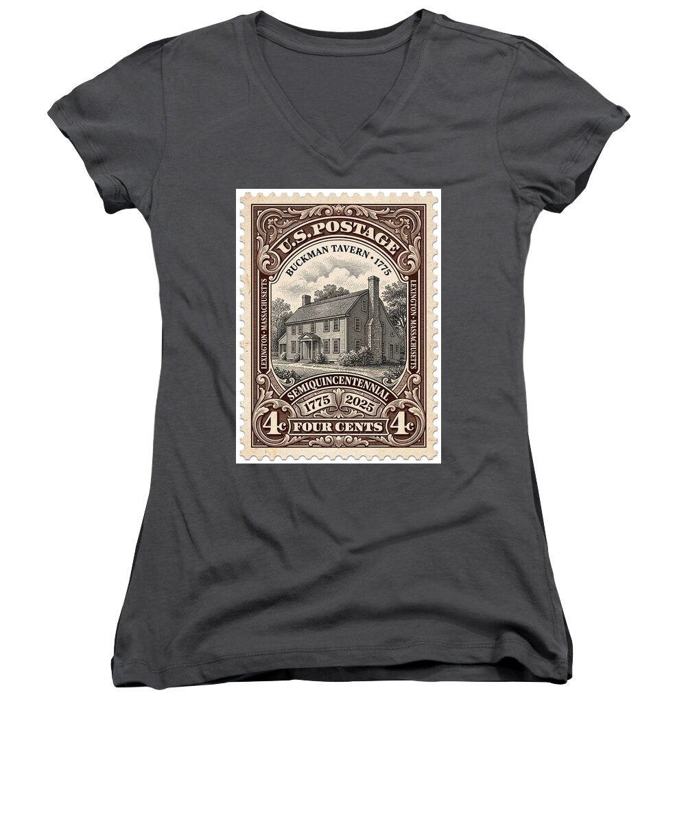 Buckman Tavern 4c 1 - Women's V-Neck