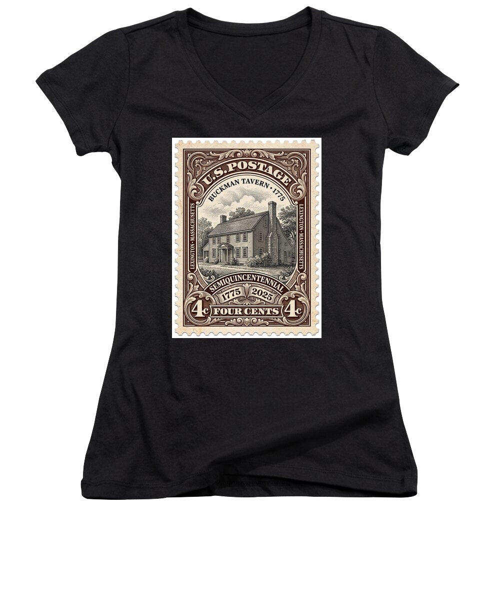 Buckman Tavern 4c 1 - Women's V-Neck