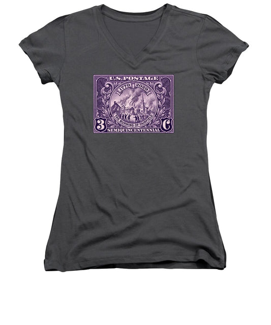 Burning of Fairfield 3c 1 - Women's V-Neck