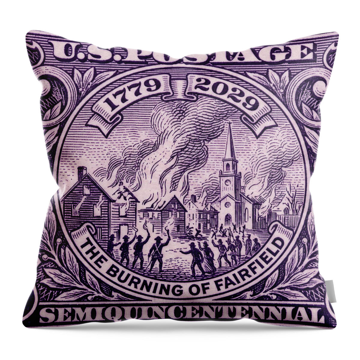 Burning of Fairfield 3c 1 - Throw Pillow