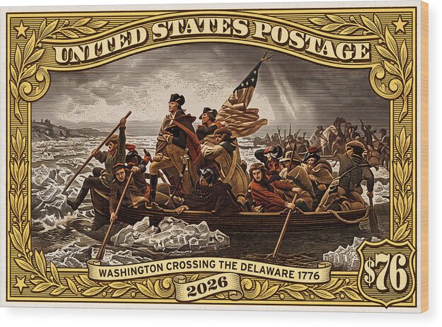 Crossing the Delaware $76 2 - Wood Print