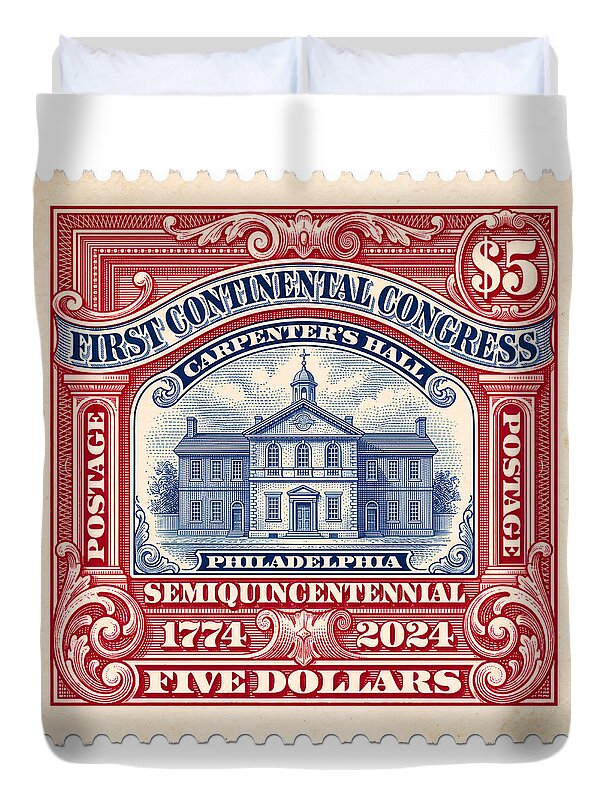 First Continental Congress $5 2 1 - Duvet Cover