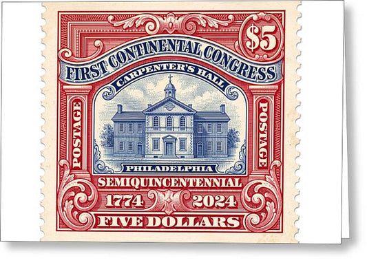 First Continental Congress $5 2 1 - Greeting Card