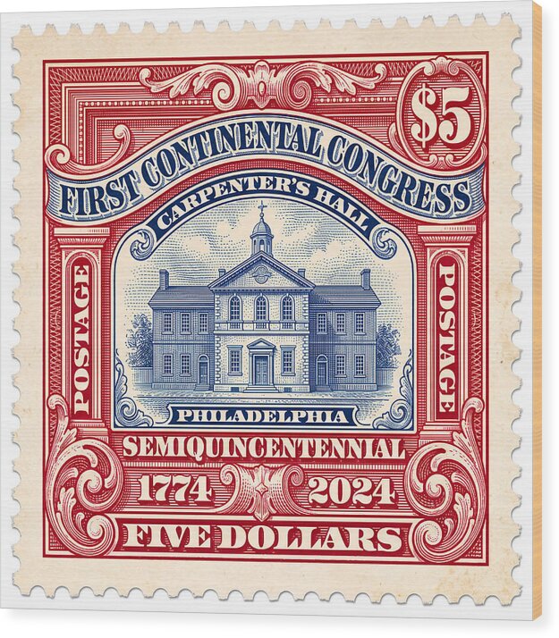 First Continental Congress $5 2 1 - Wood Print