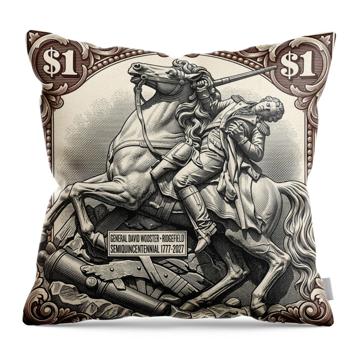 Gen. David Wooster $1 2 - Throw Pillow