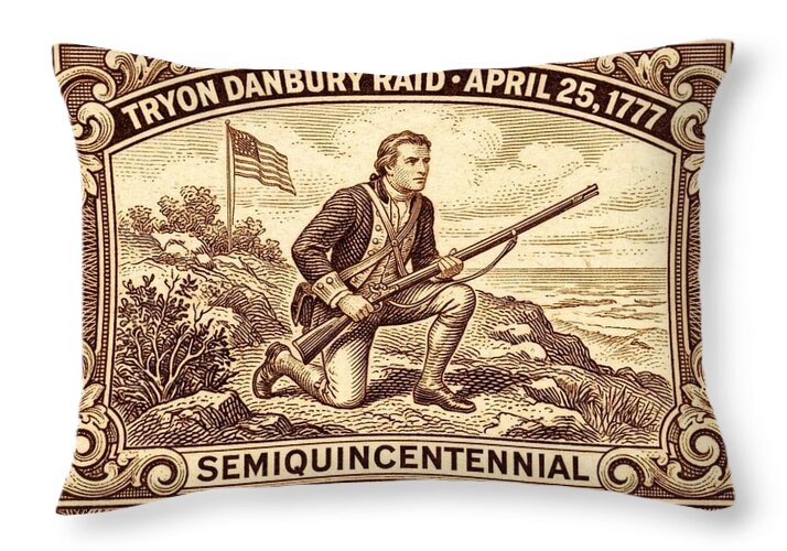 Tryon Danbury Raid 1/2c 1 - Throw Pillow