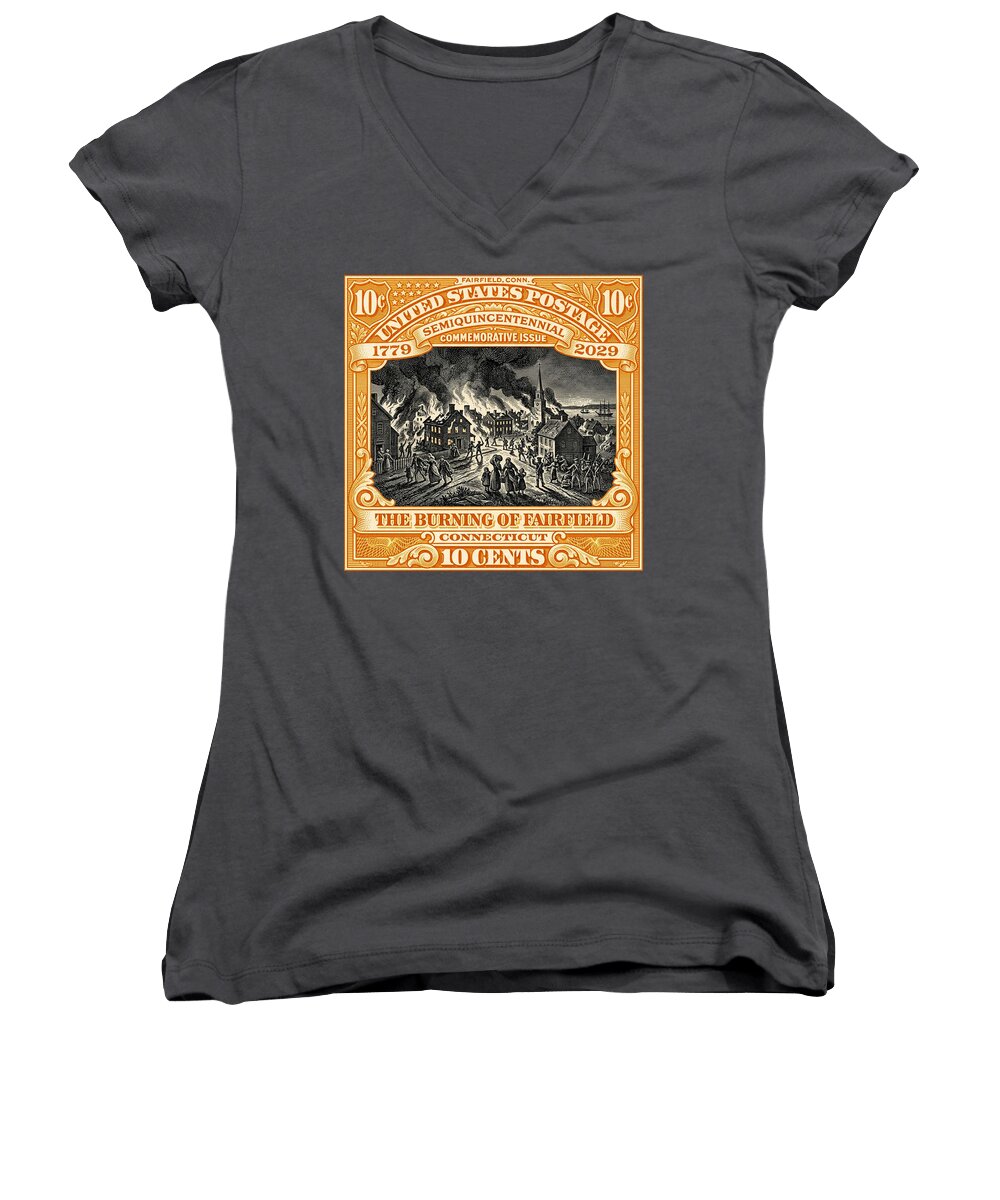Burning of Fairfield 10c 1 - Women's V-Neck