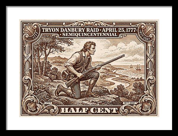 Tryon Danbury Raid 1/2c 2 - Framed Print