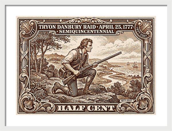 Tryon Danbury Raid 1/2c 2 - Framed Print