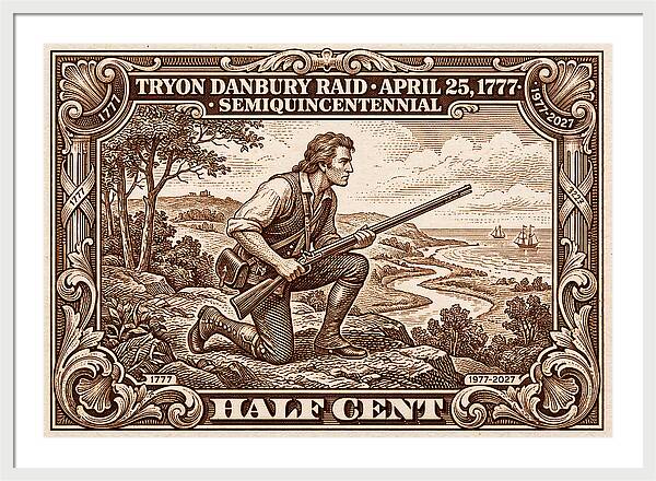 Tryon Danbury Raid 1/2c 2 - Framed Print