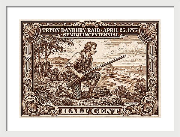 Tryon Danbury Raid 1/2c 2 - Framed Print