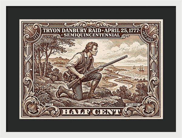 Tryon Danbury Raid 1/2c 2 - Framed Print