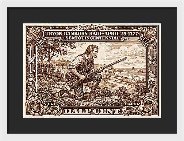 Tryon Danbury Raid 1/2c 2 - Framed Print