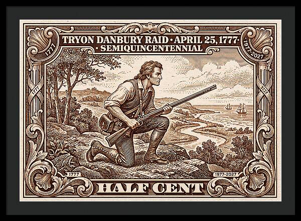 Tryon Danbury Raid 1/2c 2 - Framed Print