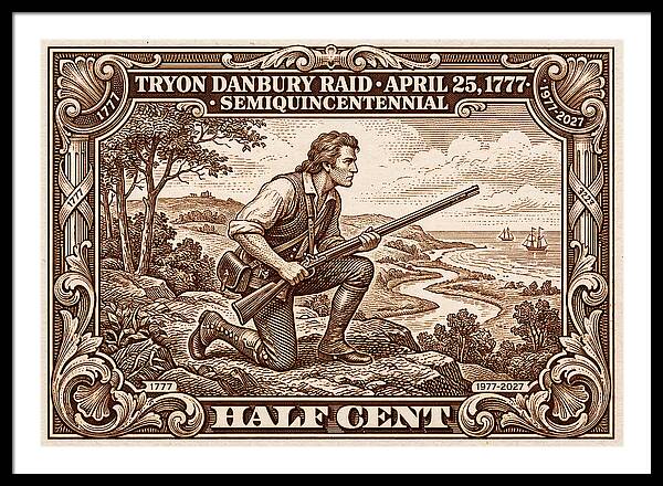 Tryon Danbury Raid 1/2c 2 - Framed Print