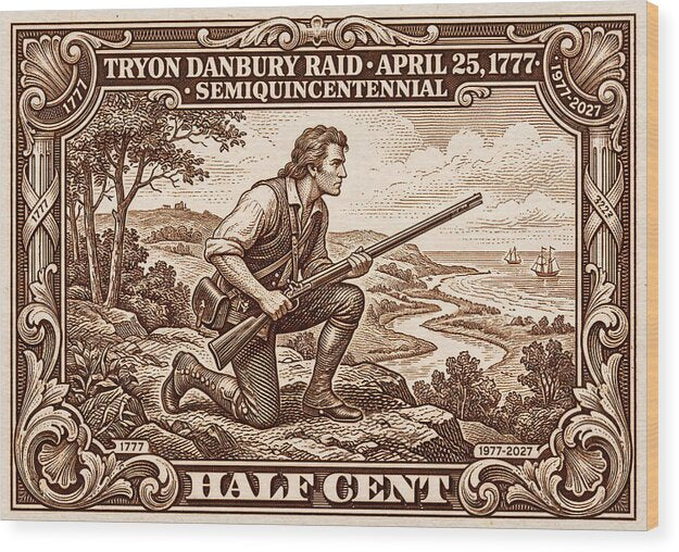 Tryon Danbury Raid 1/2c 2 - Wood Print