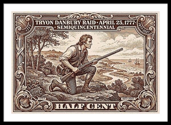 Tryon Danbury Raid 1/2c 2 - Framed Print