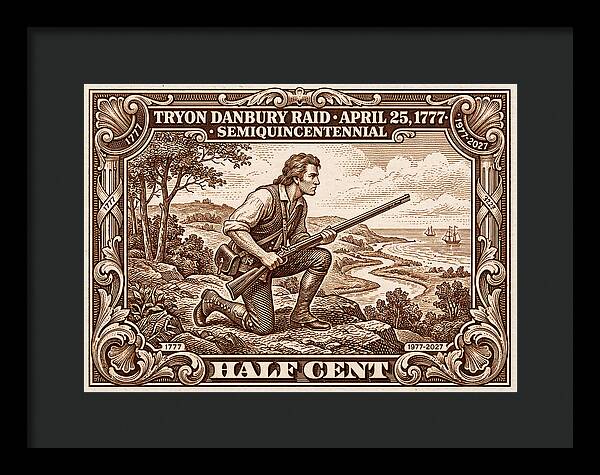 Tryon Danbury Raid 1/2c 2 - Framed Print