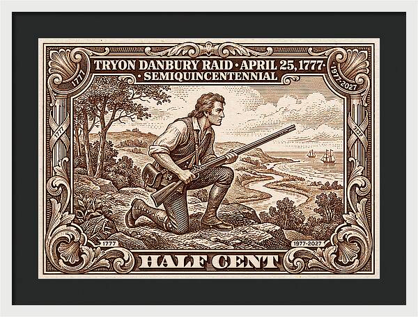 Tryon Danbury Raid 1/2c 2 - Framed Print