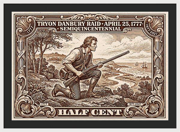 Tryon Danbury Raid 1/2c 2 - Framed Print