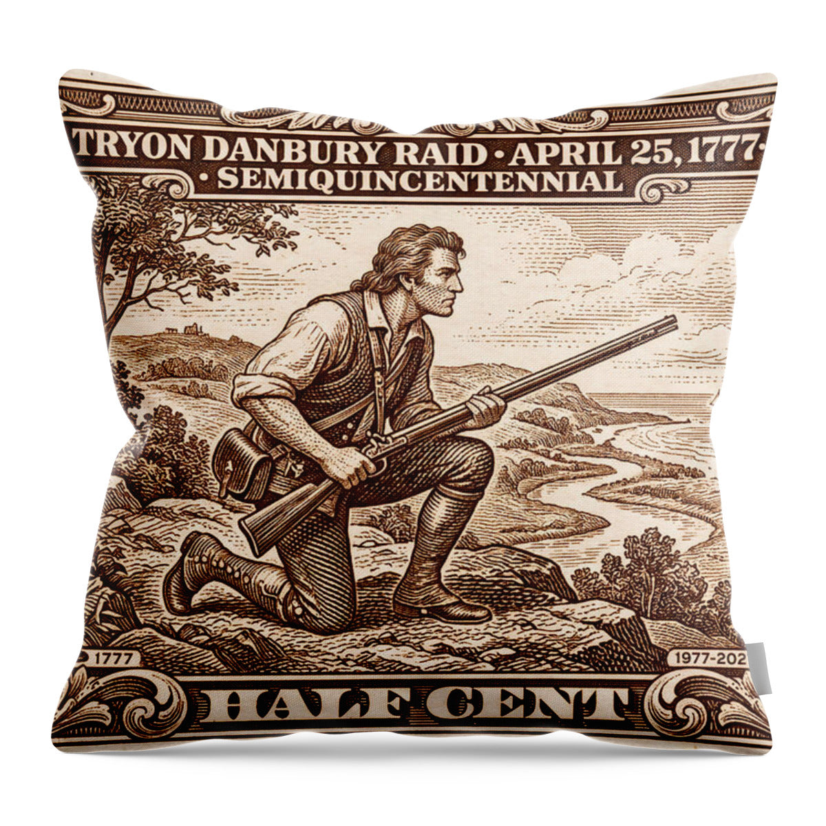 Tryon Danbury Raid 1/2c 2 - Throw Pillow