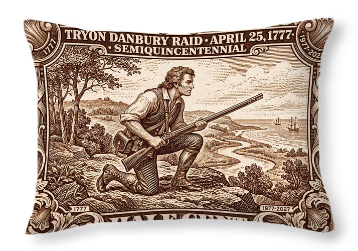Tryon Danbury Raid 1/2c 2 - Throw Pillow
