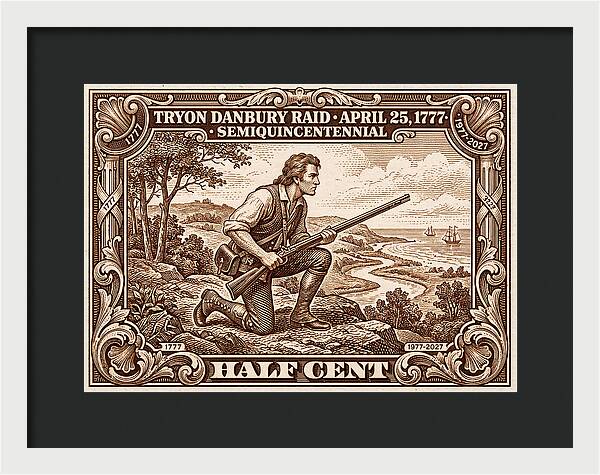 Tryon Danbury Raid 1/2c 2 - Framed Print